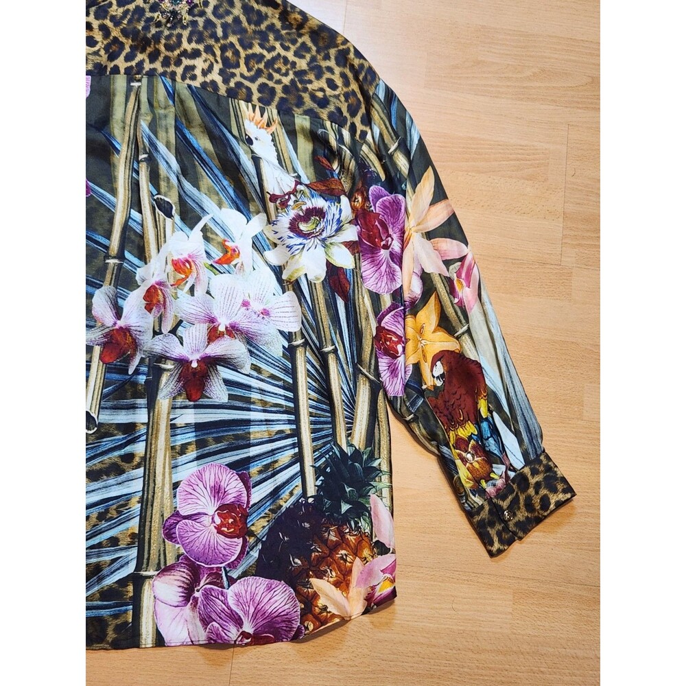 Women's Camilla Silk Passport To Paradise Multicolor Oversized Blouse Size Small - Picture 13 of 16